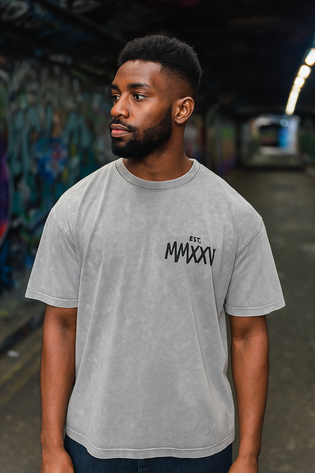 EST 2025 JCA BOSS TOP ,Snow Washed Oversized Cotton T-Shirt