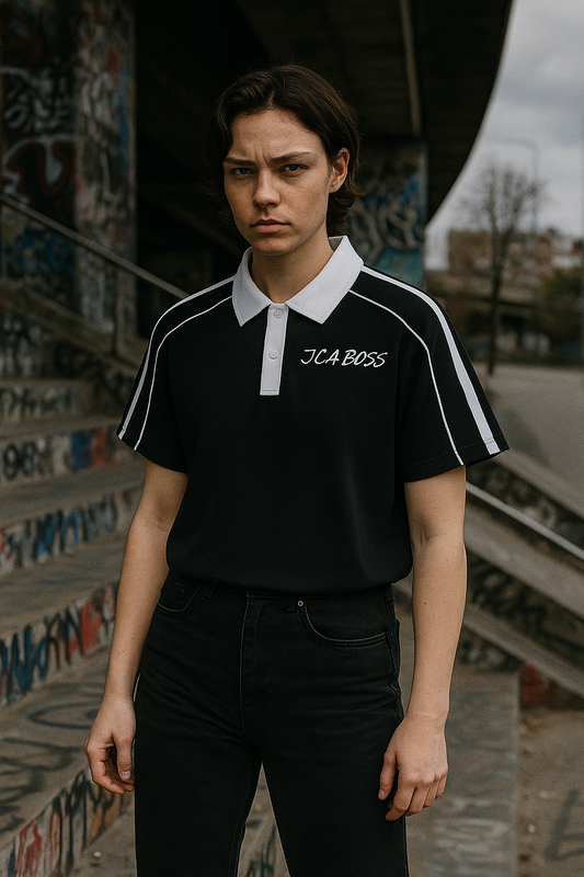 Contrast Collar Short-Sleeve Polo Shirt