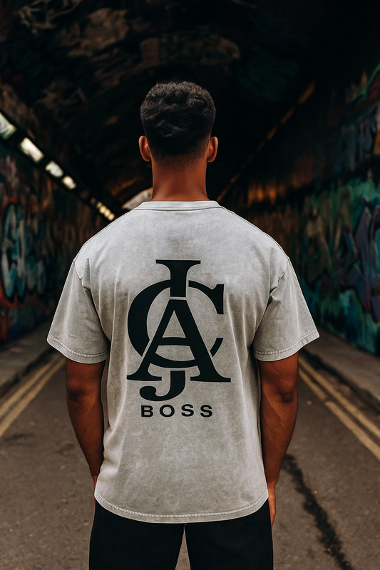 EST 2025 JCA BOSS TOP ,Snow Washed Oversized Cotton T-Shirt